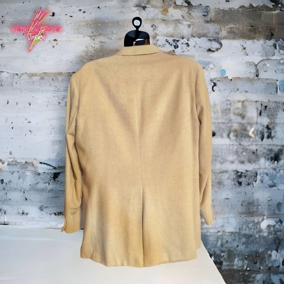VINTAGE 90s Charles Klein Preppy Tan Wool Blazer, 44L - Picture 4 of 8